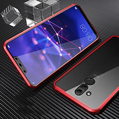 Custodia Lusso Alluminio Laterale Specchio 360 Gradi Cover T03 per Huawei Mate 20 Lite Rosso