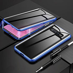 Custodia Lusso Alluminio Laterale Specchio 360 Gradi Cover T03 per Samsung Galaxy S10 Plus Blu