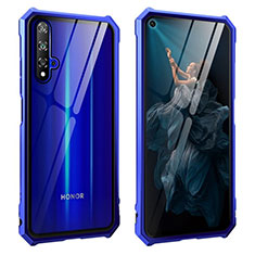 Custodia Lusso Alluminio Laterale Specchio 360 Gradi Cover T04 per Huawei Honor 20 Blu