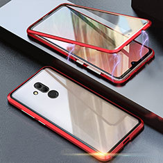 Custodia Lusso Alluminio Laterale Specchio 360 Gradi Cover T04 per Huawei Mate 20 Lite Rosso