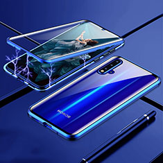 Custodia Lusso Alluminio Laterale Specchio 360 Gradi Cover T04 per Huawei Nova 5 Blu