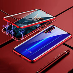 Custodia Lusso Alluminio Laterale Specchio 360 Gradi Cover T04 per Huawei Nova 5 Rosso