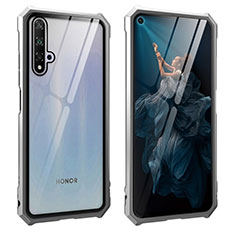 Custodia Lusso Alluminio Laterale Specchio 360 Gradi Cover T04 per Huawei Nova 5T Argento