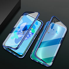 Custodia Lusso Alluminio Laterale Specchio 360 Gradi Cover T04 per Huawei P20 Lite (2019) Blu