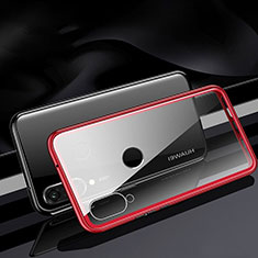 Custodia Lusso Alluminio Laterale Specchio 360 Gradi Cover T04 per Huawei P30 Lite Rosso
