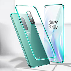 Custodia Lusso Alluminio Laterale Specchio 360 Gradi Cover T04 per OnePlus 8 Pro Verde