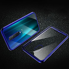 Custodia Lusso Alluminio Laterale Specchio 360 Gradi Cover T04 per Oppo RX17 Pro Blu