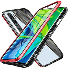 Custodia Lusso Alluminio Laterale Specchio 360 Gradi Cover T04 per Xiaomi Mi Note 10 Rosso