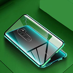 Custodia Lusso Alluminio Laterale Specchio 360 Gradi Cover T04 per Xiaomi Redmi Note 8 Pro Verde