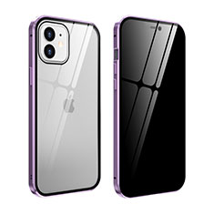 Custodia Lusso Alluminio Laterale Specchio 360 Gradi Cover T05 per Apple iPhone 12 Lavanda