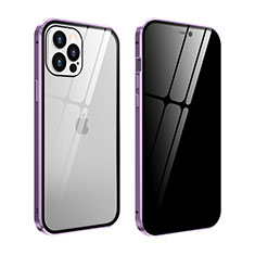 Custodia Lusso Alluminio Laterale Specchio 360 Gradi Cover T05 per Apple iPhone 12 Pro Lavanda