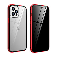 Custodia Lusso Alluminio Laterale Specchio 360 Gradi Cover T05 per Apple iPhone 12 Pro Max Rosso