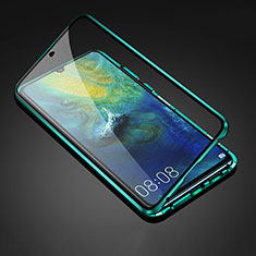 Custodia Lusso Alluminio Laterale Specchio 360 Gradi Cover T05 per Huawei Mate 20 Verde