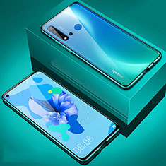 Custodia Lusso Alluminio Laterale Specchio 360 Gradi Cover T05 per Huawei Nova 5i Ciano