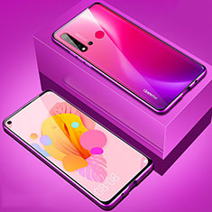 Custodia Lusso Alluminio Laterale Specchio 360 Gradi Cover T05 per Huawei Nova 5i Viola