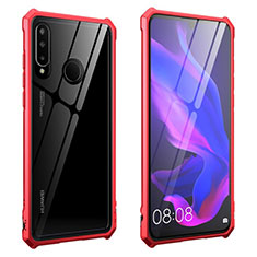 Custodia Lusso Alluminio Laterale Specchio 360 Gradi Cover T05 per Huawei P30 Lite XL Rosso