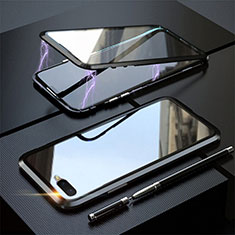Custodia Lusso Alluminio Laterale Specchio 360 Gradi Cover T05 per Oppo K1 Nero