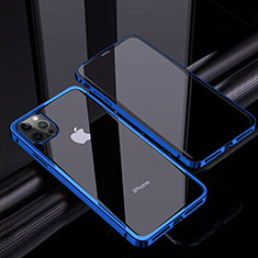 Custodia Lusso Alluminio Laterale Specchio 360 Gradi Cover T06 per Apple iPhone 12 Pro Blu