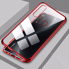Custodia Lusso Alluminio Laterale Specchio 360 Gradi Cover T06 per Huawei P20 Lite (2019) Rosso