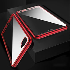 Custodia Lusso Alluminio Laterale Specchio 360 Gradi Cover T06 per Oppo K1 Rosso