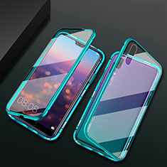 Custodia Lusso Alluminio Laterale Specchio 360 Gradi Cover T07 per Huawei P20 Verde