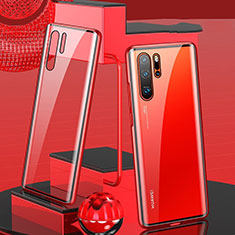 Custodia Lusso Alluminio Laterale Specchio 360 Gradi Cover T07 per Huawei P30 Pro Rosso