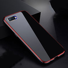 Custodia Lusso Alluminio Laterale Specchio 360 Gradi Cover T07 per Oppo K1 Rosso