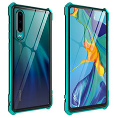 Custodia Lusso Alluminio Laterale Specchio 360 Gradi Cover T09 per Huawei P30 Verde