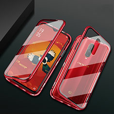 Custodia Lusso Alluminio Laterale Specchio 360 Gradi Cover T10 per Oppo R17 Pro Rosso