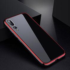 Custodia Lusso Alluminio Laterale Specchio Cover M01 per Huawei P20 Pro Rosso e Nero