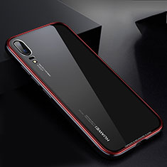 Custodia Lusso Alluminio Laterale Specchio Cover M01 per Huawei P20 Rosso