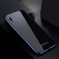 Custodia Lusso Alluminio Laterale Specchio Cover M02 per Huawei P20 Blu