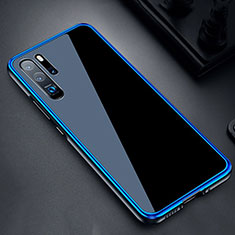 Custodia Lusso Alluminio Laterale Specchio Cover M03 per Huawei P30 Pro Blu