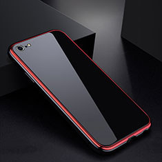 Custodia Lusso Alluminio Laterale Specchio Cover per Apple iPhone 6S Rosso e Nero