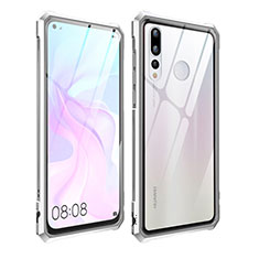 Custodia Lusso Alluminio Laterale Specchio Cover per Huawei Nova 4 Argento