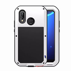 Custodia Lusso Alluminio Laterale Specchio Cover per Huawei P20 Lite Bianco