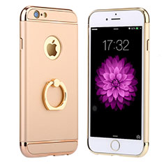 Custodia Lusso Metallo Laterale e Plastica con Anello Supporto A05 per Apple iPhone 6 Oro
