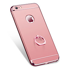 Custodia Lusso Metallo Laterale e Plastica con Anello Supporto per Apple iPhone 6S Plus Oro Rosa