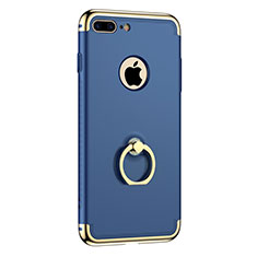 Custodia Lusso Metallo Laterale e Plastica con Anello Supporto per Apple iPhone 7 Plus Blu
