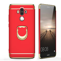 Custodia Lusso Metallo Laterale e Plastica con Anello Supporto per Huawei Mate 9 Rosso