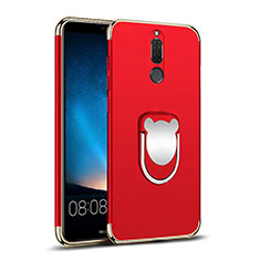 Custodia Lusso Metallo Laterale e Plastica con Anello Supporto per Huawei Nova 2i Rosso