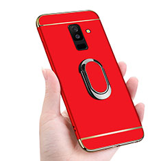 Custodia Lusso Metallo Laterale e Plastica con Magnetico Anello Supporto per Samsung Galaxy A9 Star Lite Rosso