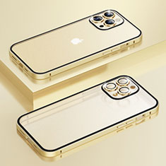 Custodia Lusso Metallo Laterale e Plastica Cover Bling-Bling LF1 per Apple iPhone 13 Pro Max Oro