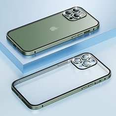 Custodia Lusso Metallo Laterale e Plastica Cover Bling-Bling LF1 per Apple iPhone 14 Pro Verde