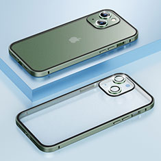 Custodia Lusso Metallo Laterale e Plastica Cover Bling-Bling LF1 per Apple iPhone 15 Verde