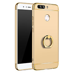 Custodia Lusso Metallo Laterale e Plastica Cover con Anello Supporto A01 per Huawei Honor V9 Oro