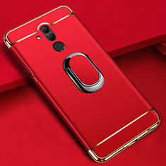 Custodia Lusso Metallo Laterale e Plastica Cover con Anello Supporto A01 per Huawei Mate 20 Lite Rosso