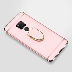 Custodia Lusso Metallo Laterale e Plastica Cover con Anello Supporto A01 per Huawei Mate 20 X 5G Oro Rosa