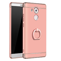 Custodia Lusso Metallo Laterale e Plastica Cover con Anello Supporto A01 per Huawei Mate 8 Oro Rosa