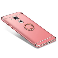 Custodia Lusso Metallo Laterale e Plastica Cover con Anello Supporto A01 per Huawei Nova Plus Oro Rosa